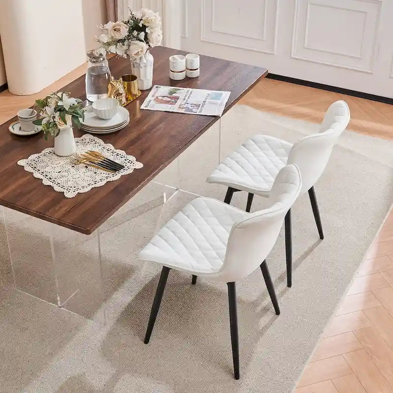 Ensemble de 2 chaises de salle à manger modernes en cuir rembourrées