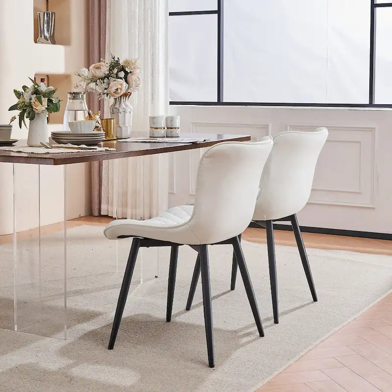Ensemble de 2 chaises de salle à manger modernes en cuir rembourrées