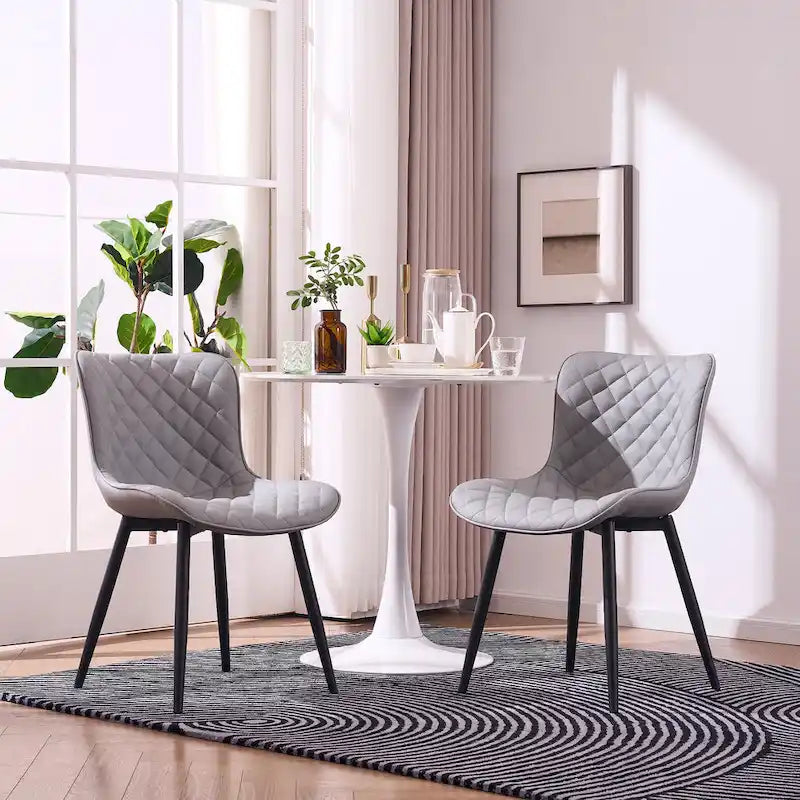 Ensemble de 2 chaises de salle à manger modernes en cuir rembourrées