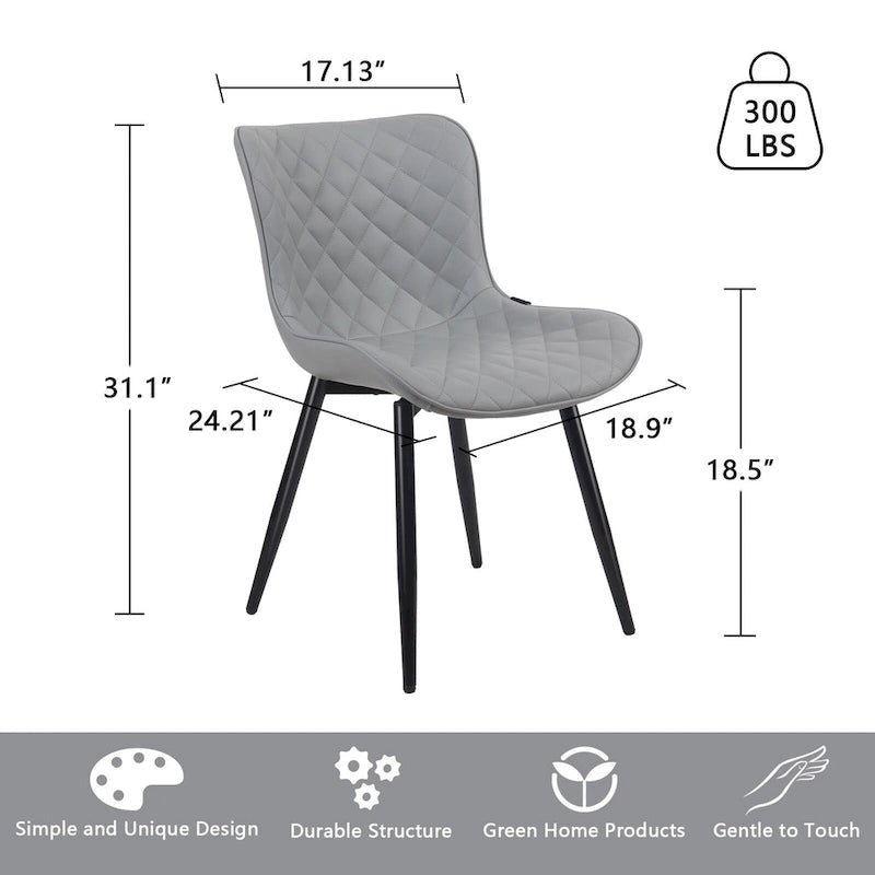 Ensemble de 2 chaises de salle à manger modernes en cuir rembourrées