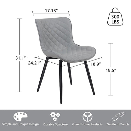 Ensemble de 2 chaises de salle à manger modernes en cuir rembourrées