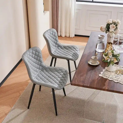 Ensemble de 2 chaises de salle à manger modernes en cuir rembourrées