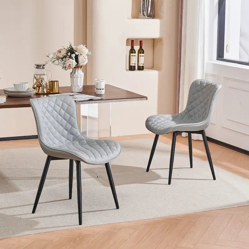 Ensemble de 2 chaises de salle à manger modernes en cuir rembourrées