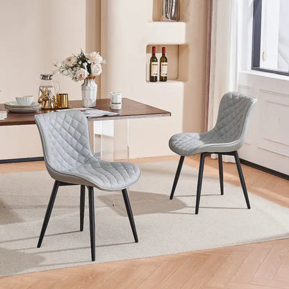 Ensemble de 2 chaises de salle à manger modernes en cuir rembourrées