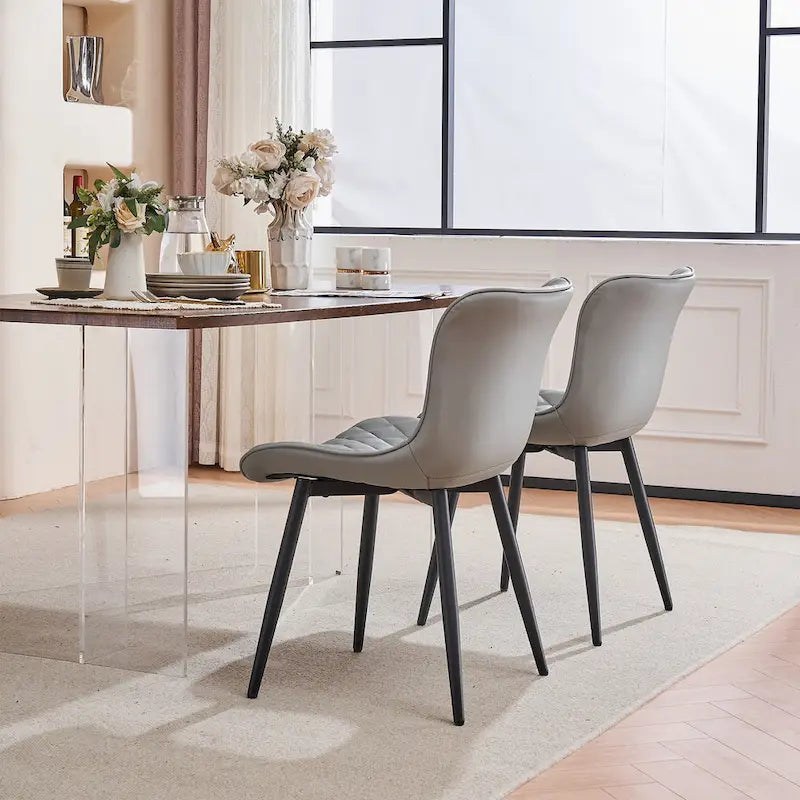 Ensemble de 2 chaises de salle à manger modernes en cuir rembourrées