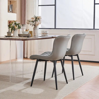 Ensemble de 2 chaises de salle à manger modernes en cuir rembourrées