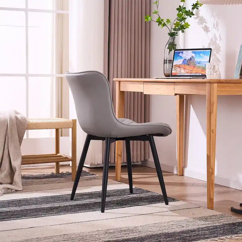 Ensemble de 2 chaises de salle à manger modernes en cuir rembourrées