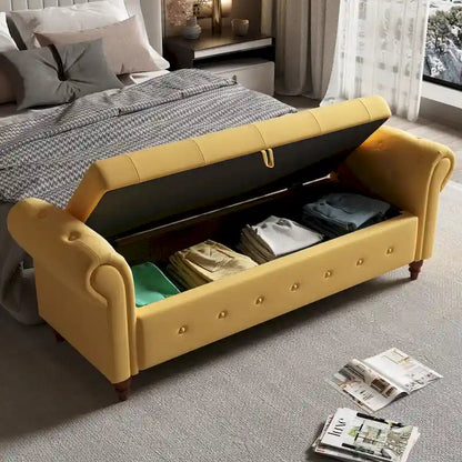 Banc de lit en tissu 63 avec rangement