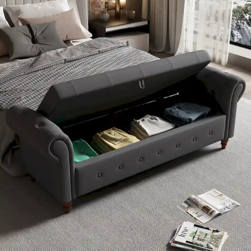 Banc de lit en tissu 63 avec rangement