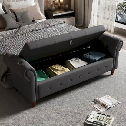 Banc de lit en tissu 63 avec rangement