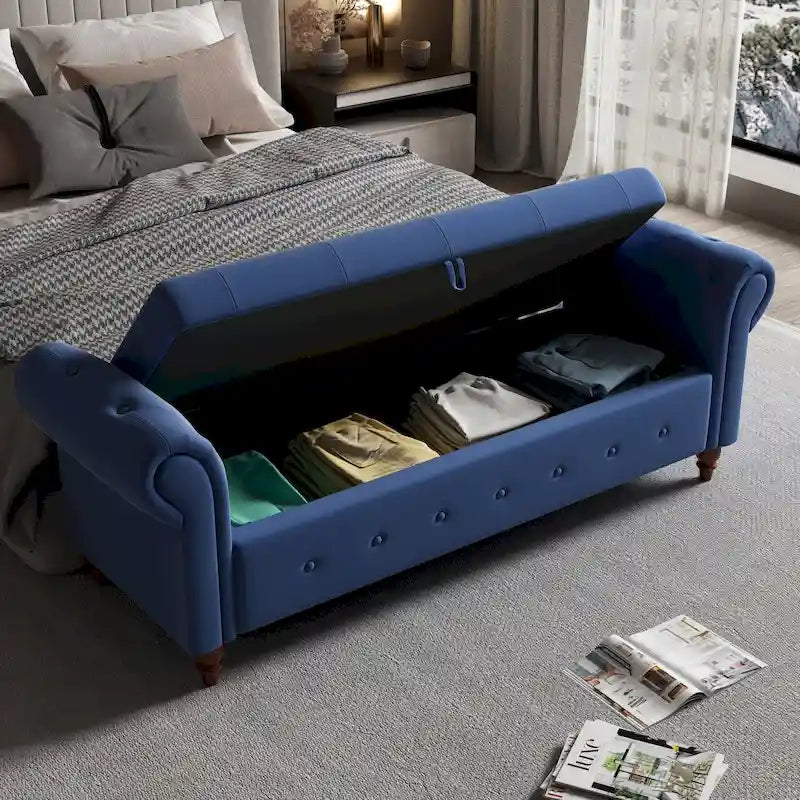 Banc de lit en tissu 63 avec rangement