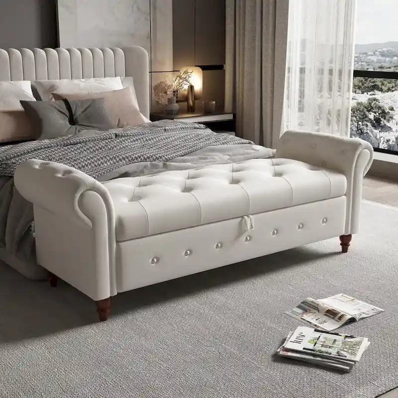 63  Fabric Bed Bench With Storage