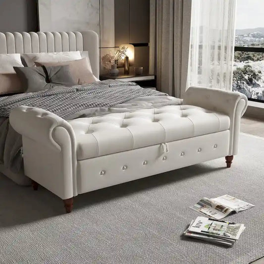 63  Fabric Bed Bench With Storage