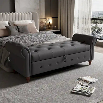 Banc de lit en tissu 63 avec rangement