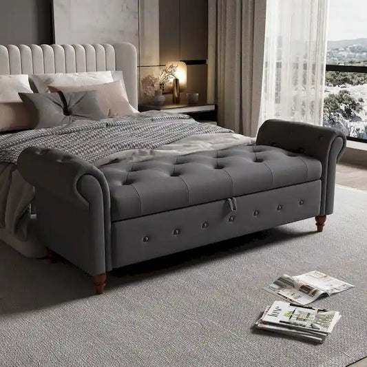 Banc de lit en tissu 63 avec rangement