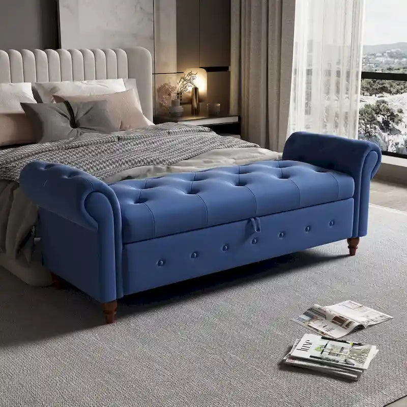 Banc de lit en tissu 63 avec rangement