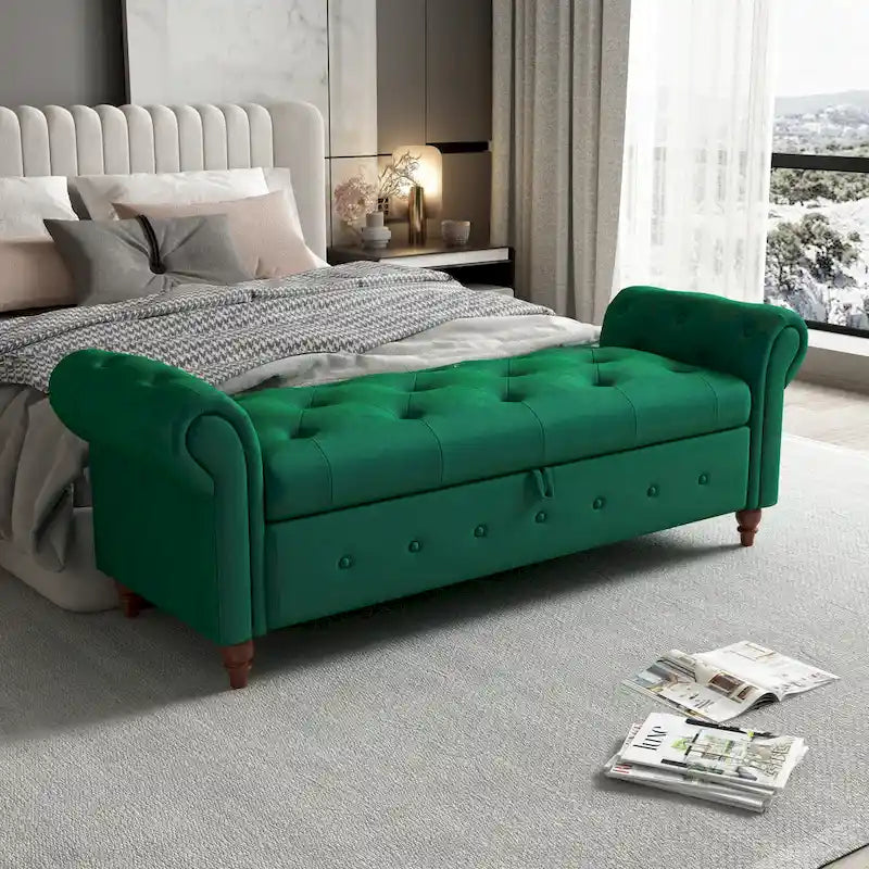 Banc de lit en tissu 63 avec rangement