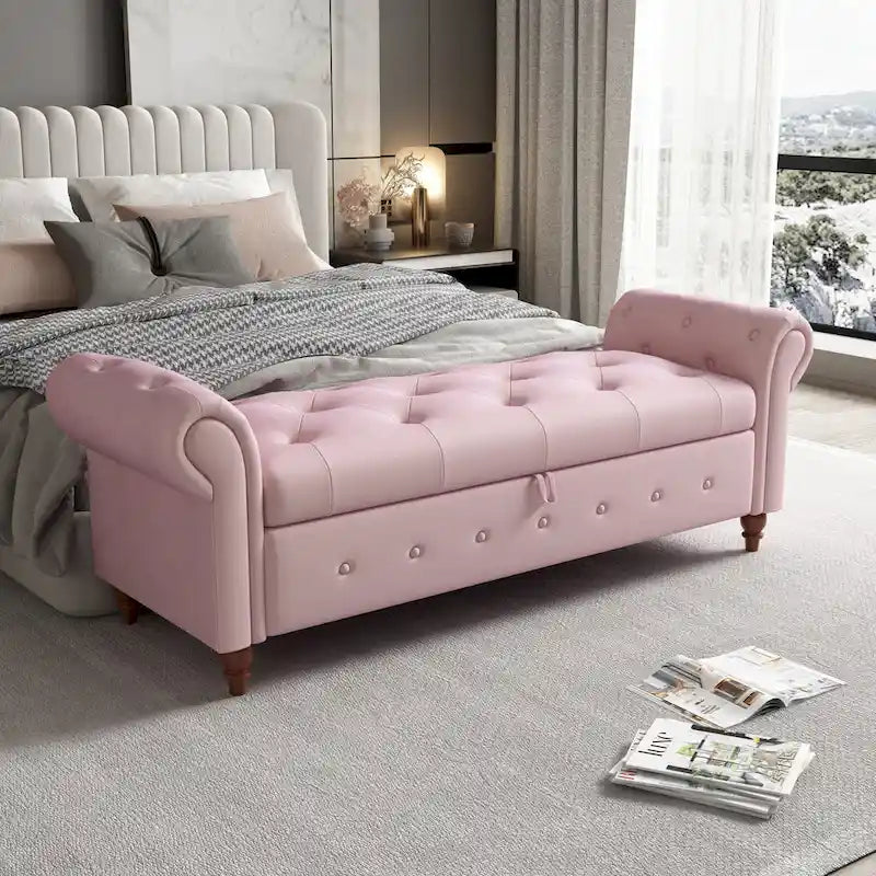 Banc de lit en tissu 63 avec rangement