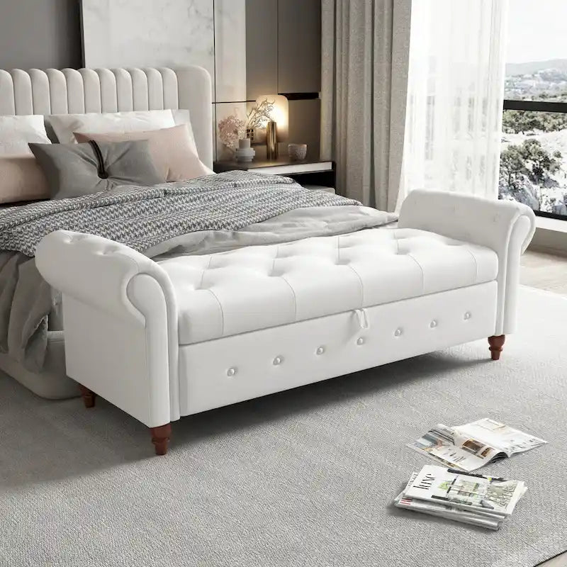 Banc de lit en tissu 63 avec rangement