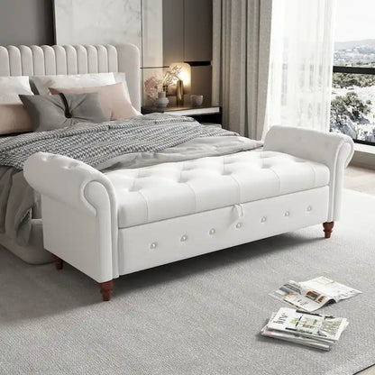 Banc de lit en tissu 63 avec rangement