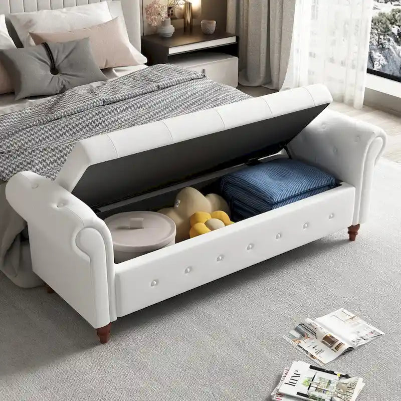 Banc de lit en tissu 63 avec rangement