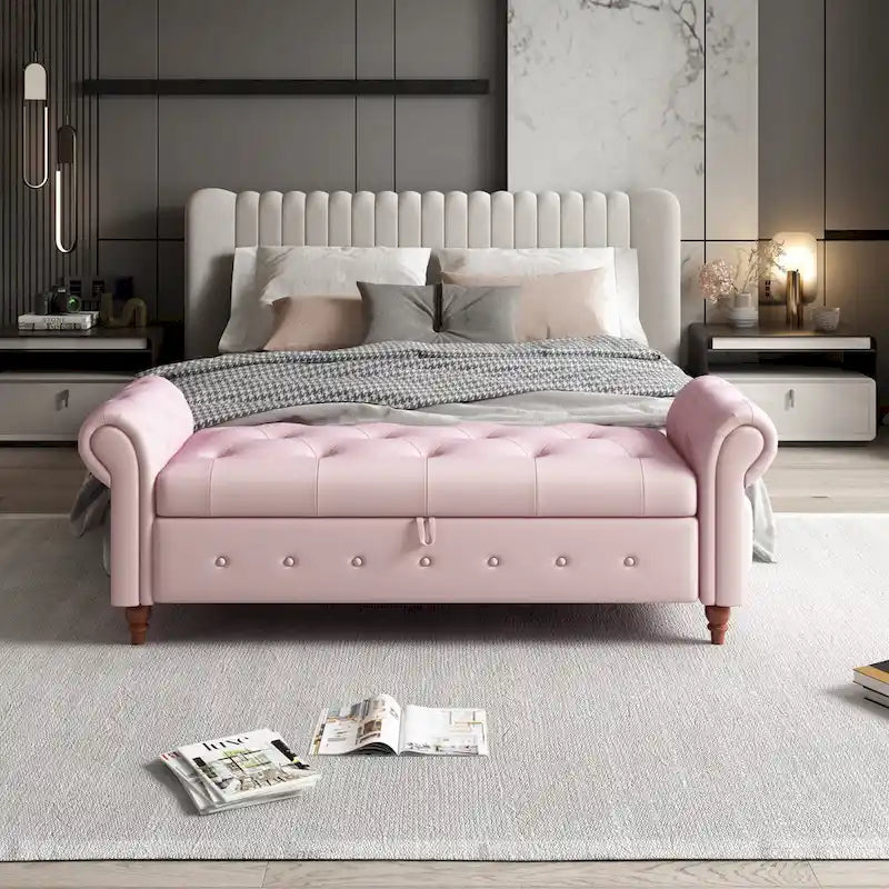 Banc de lit en tissu 63 avec rangement
