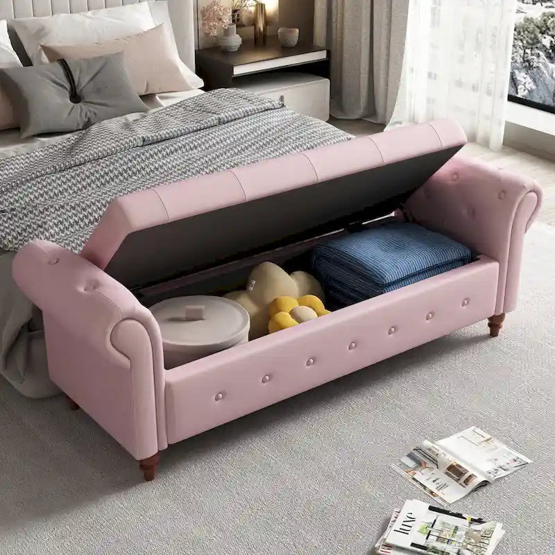 Banc de lit en tissu 63 avec rangement