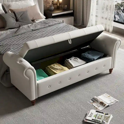 Banc de lit en tissu 63 avec rangement