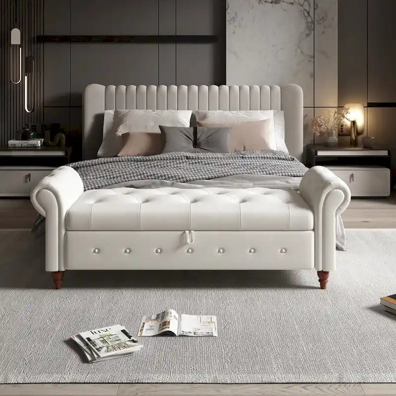 Banc de lit en tissu 63 avec rangement