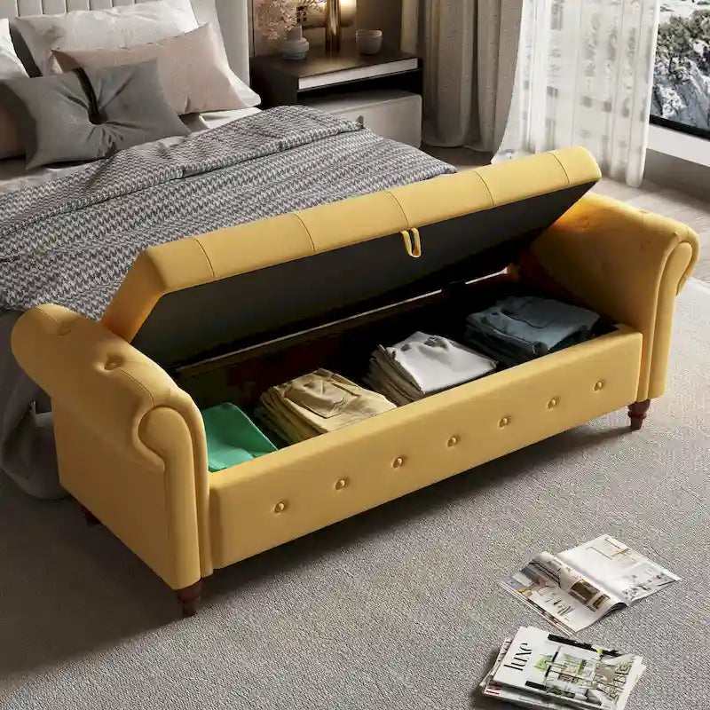 Banc de lit en tissu 63 avec rangement