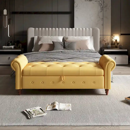 Banc de lit en tissu 63 avec rangement