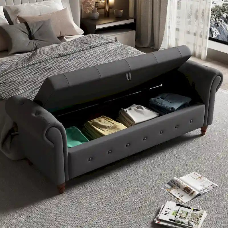 Banc de lit en tissu 63 avec rangement