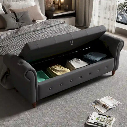 Banc de lit en tissu 63 avec rangement