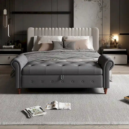 Banc de lit en tissu 63 avec rangement