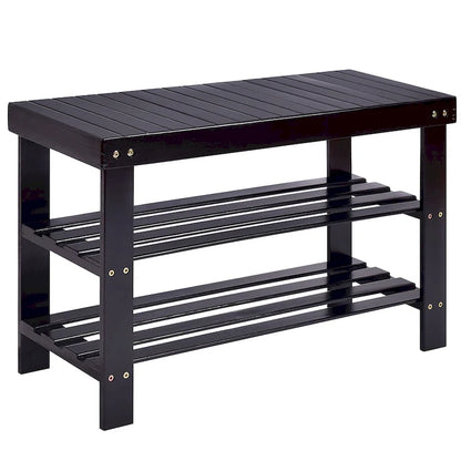 Banc porte-chaussures en bambou à 3 niveaux, étagère de rangement