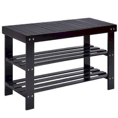 Banc porte-chaussures en bambou à 3 niveaux, étagère de rangement