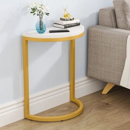 Table d'appoint demi-ronde, table d'appoint étroite, table fine en forme de C pour canapé