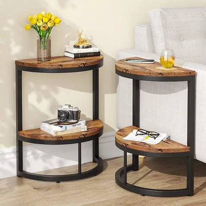 Table d'appoint demi-ronde, table d'appoint étroite, table fine en forme de C pour canapé