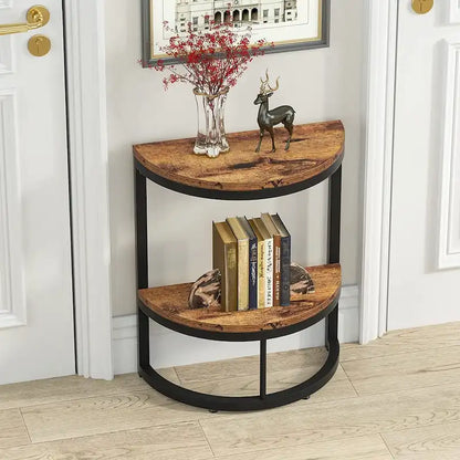 Table d'appoint demi-ronde, table d'appoint étroite, table fine en forme de C pour canapé