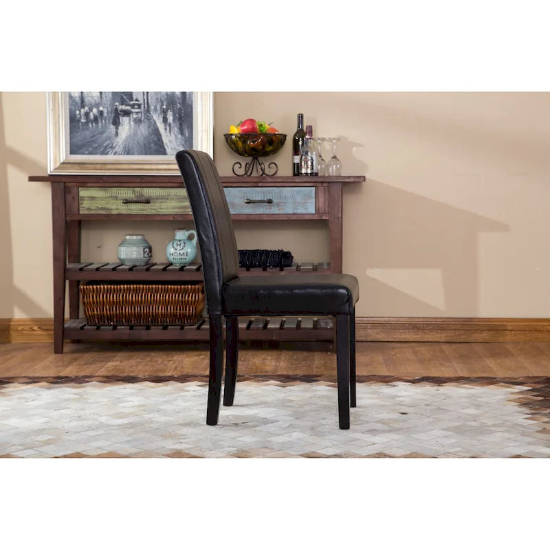 Chaises Parson rembourrées en bois massif et similicuir de style urbain Roundhill Furniture (lot de 2)