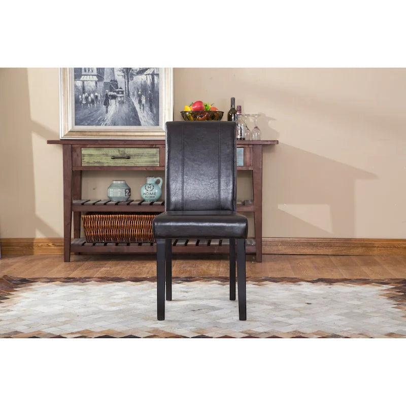 Chaises Parson rembourrées en bois massif et similicuir de style urbain Roundhill Furniture (lot de 2)