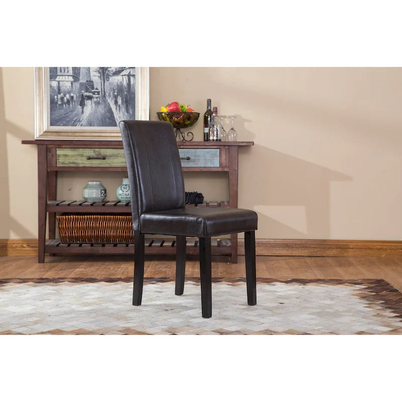 Chaises Parson rembourrées en bois massif et similicuir de style urbain Roundhill Furniture (lot de 2)