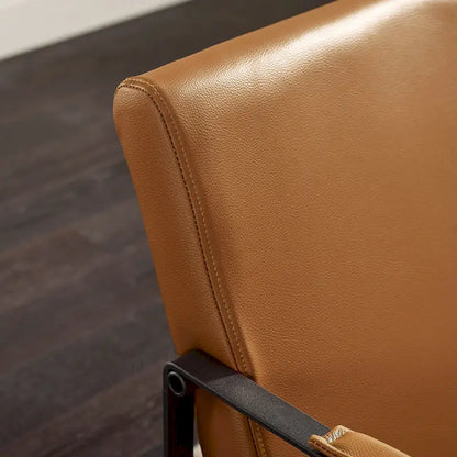 Fauteuil Art Leon moderne du milieu du siècle en cuir véritable