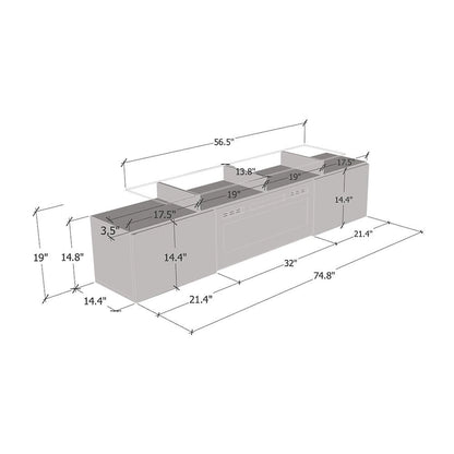 Cheminée électrique Rova WH-EF Meuble TV moderne 75 pouces
