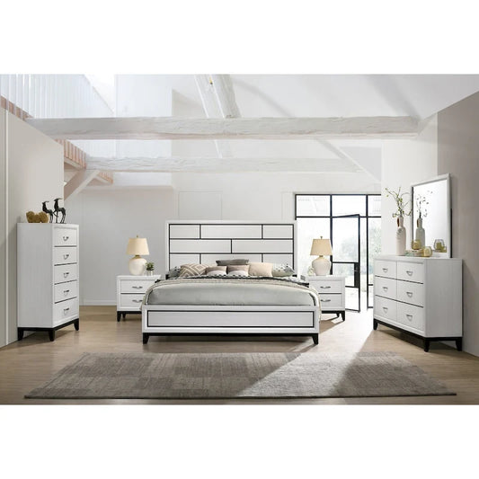Roundhill Furniture Stout White Panel Deluxe 6-piece Bedroom Set