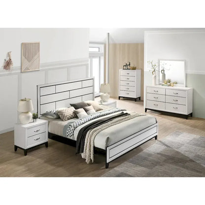 Ensemble de chambre à coucher de luxe 6 pièces Roundhill Furniture Stout White Panel