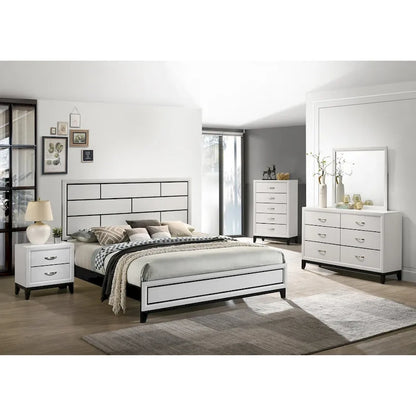 Ensemble de chambre à coucher de luxe 6 pièces Roundhill Furniture Stout White Panel