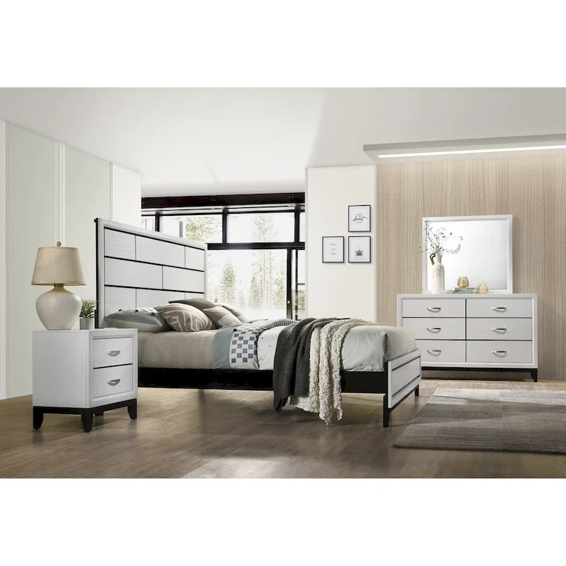 Ensemble de chambre à coucher de luxe 6 pièces Roundhill Furniture Stout White Panel