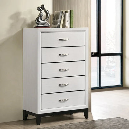 Ensemble de chambre à coucher de luxe 6 pièces Roundhill Furniture Stout White Panel