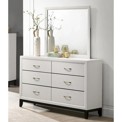 Ensemble de chambre à coucher de luxe 6 pièces Roundhill Furniture Stout White Panel